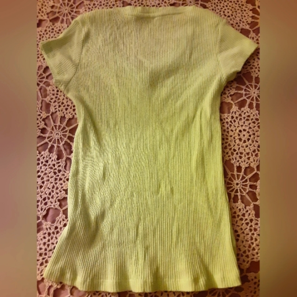 Lime green Calvin Klein ribbed, stretchy t shirt. Lightly worn. Looks brand new.
